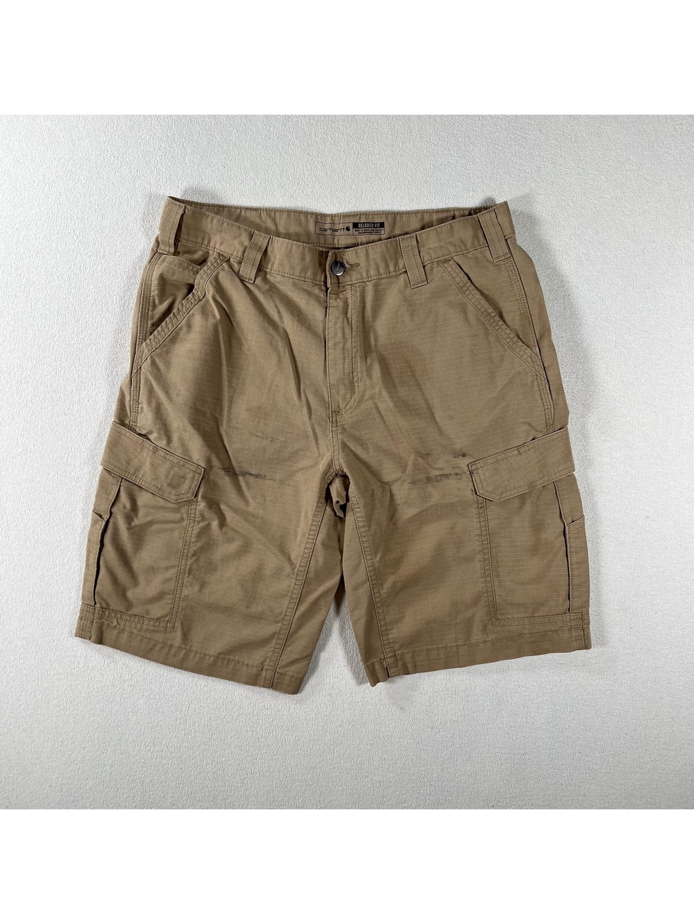 Carhartt tan utility cargo shorts relaxed fit Size 34